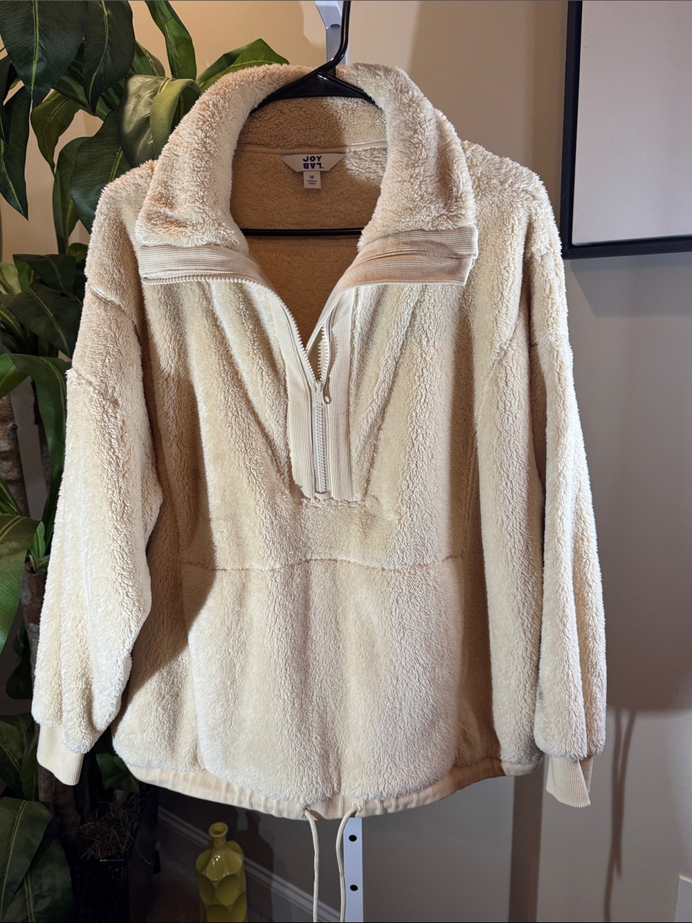 Women’s Beige Cream Sherpa Half-Zip Pullover Jacket New W/ out Tag